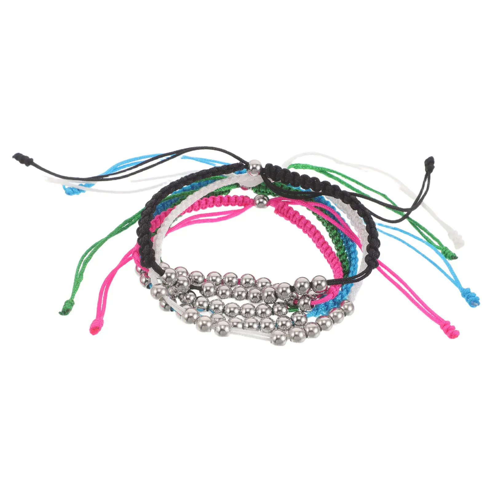 5Pcs Golf Score Counter Bracelet Adjustable Cords Steel Beads Stroke Counting Wristband Golf Accessories for Men Women Practice