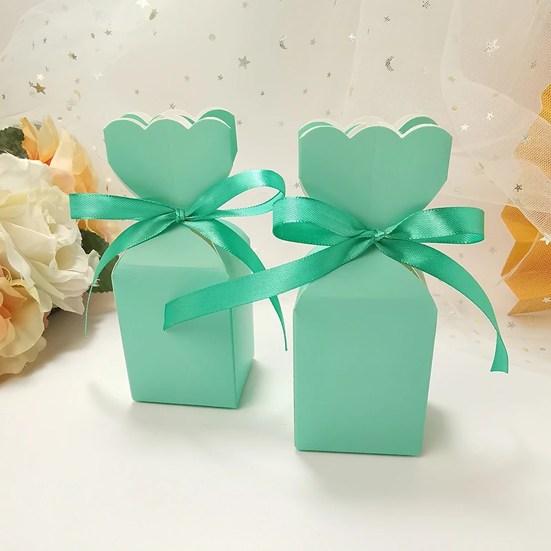 10 Stück Fischschwanz-Vase, Pralinenschachtel, Blumenmuster, Hochzeitstag, Geschenkbox, Verpackung, Box mit Band, Babyparty, Geburtstag, Party-Dekoration – Detail 9
