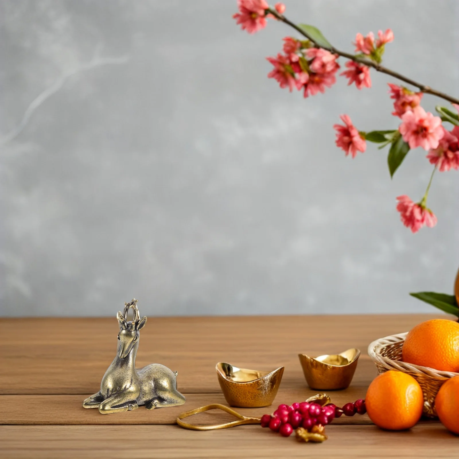 

Brass Deer Desktop Ornament Sitting Sika For Home Office Decor Animal Shelf Decoration Miniature Metal Sculpture