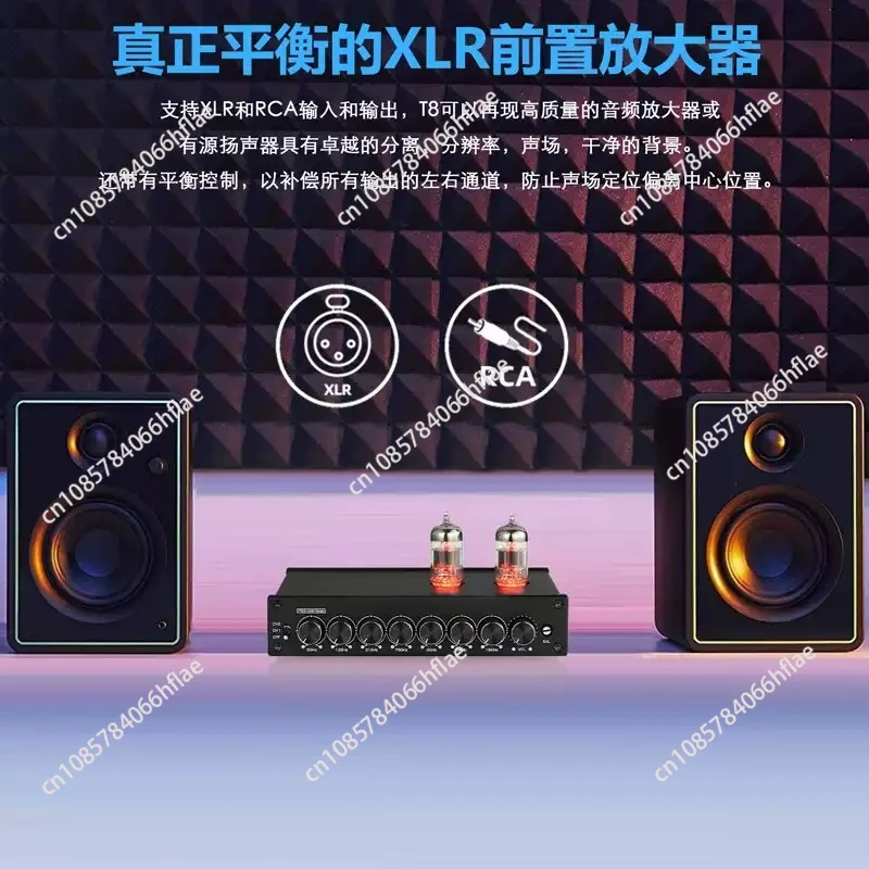 T8‑PRO Vacuum‑Tube Audio Preamplifier, Multi‑Band Equalizer Control Balanced Output Bile Pre‑Stage for Stereo Devices