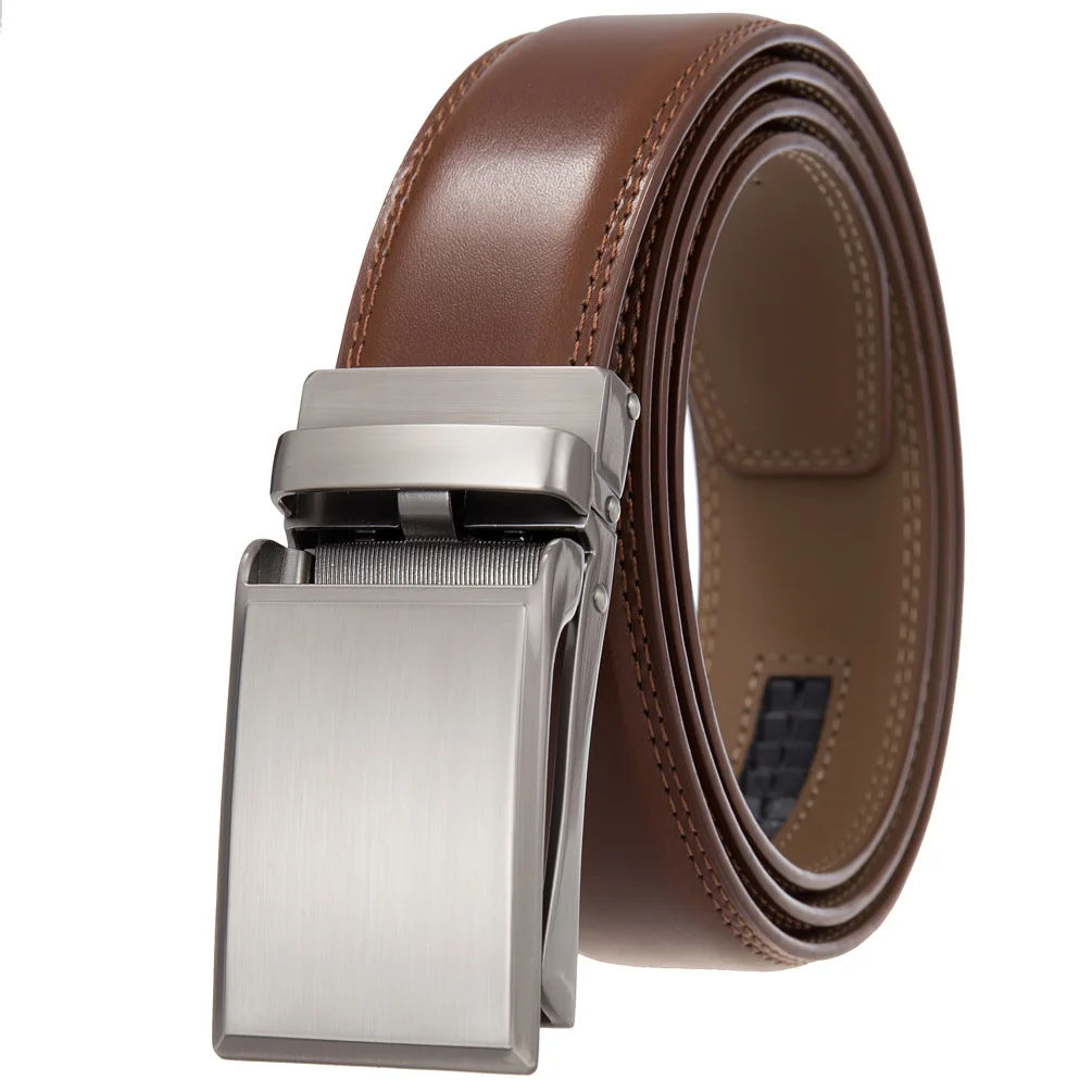 

Mens Black Brown Genuine Leather Belt Automatic Available Belts Leisure Fashion Ratchet Belts for Men Pants Waistband