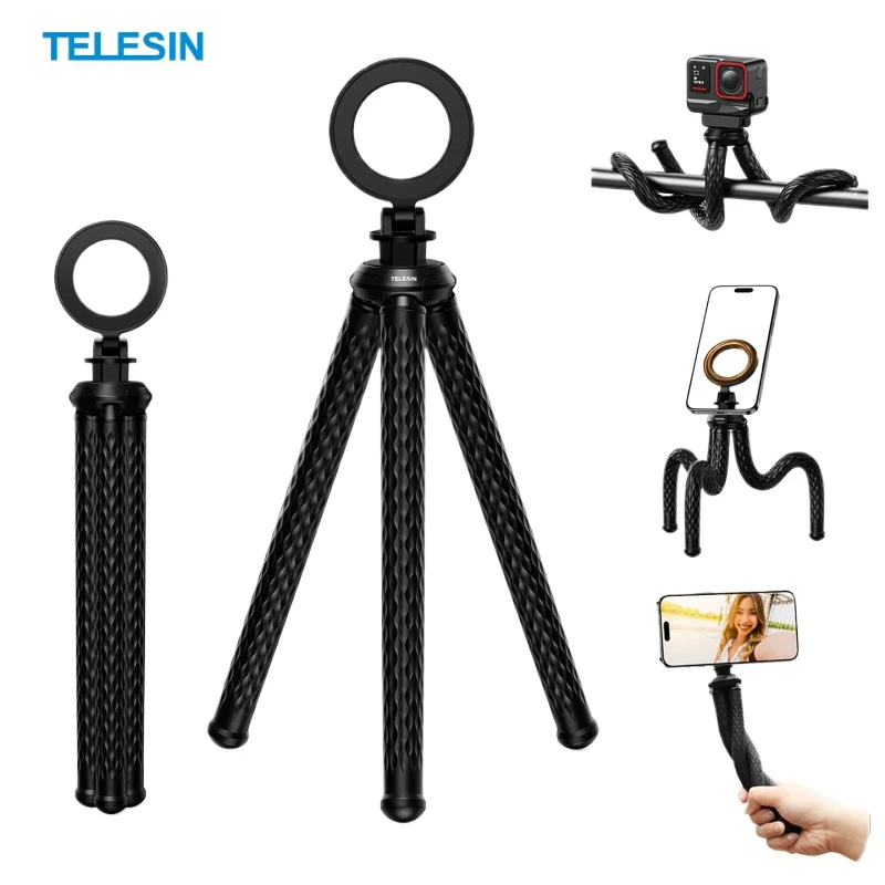 

TELESIN Octopus Magnetic Tripod Phone Holder for iPhone 16 15 14 13 Pro Pro max HUAWEI SAMSUNG XIAOMI Quick Release Mini Tripod