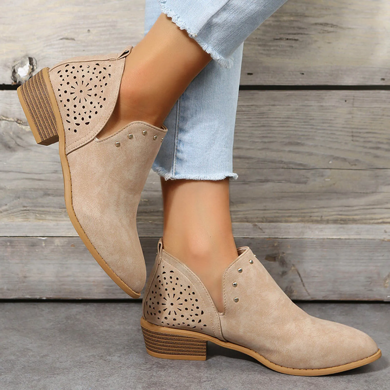 Botas De Cowboy con plataforma para Mujer, botines vulcanizados con tacón, a la moda, 2024