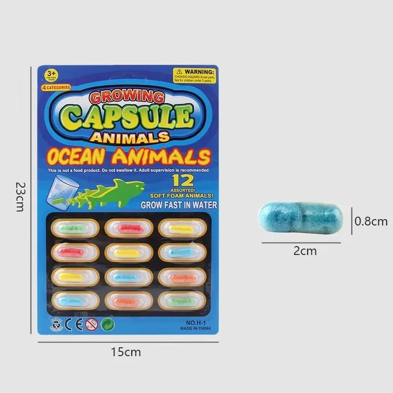1 قطعة كبسولة نمو سحرية مطاطية ملونة للحيوانات تنمو أكبر في الماء كبسولة سحرية ناعمة للأطفال تفاعل بين الوالدين والطفل