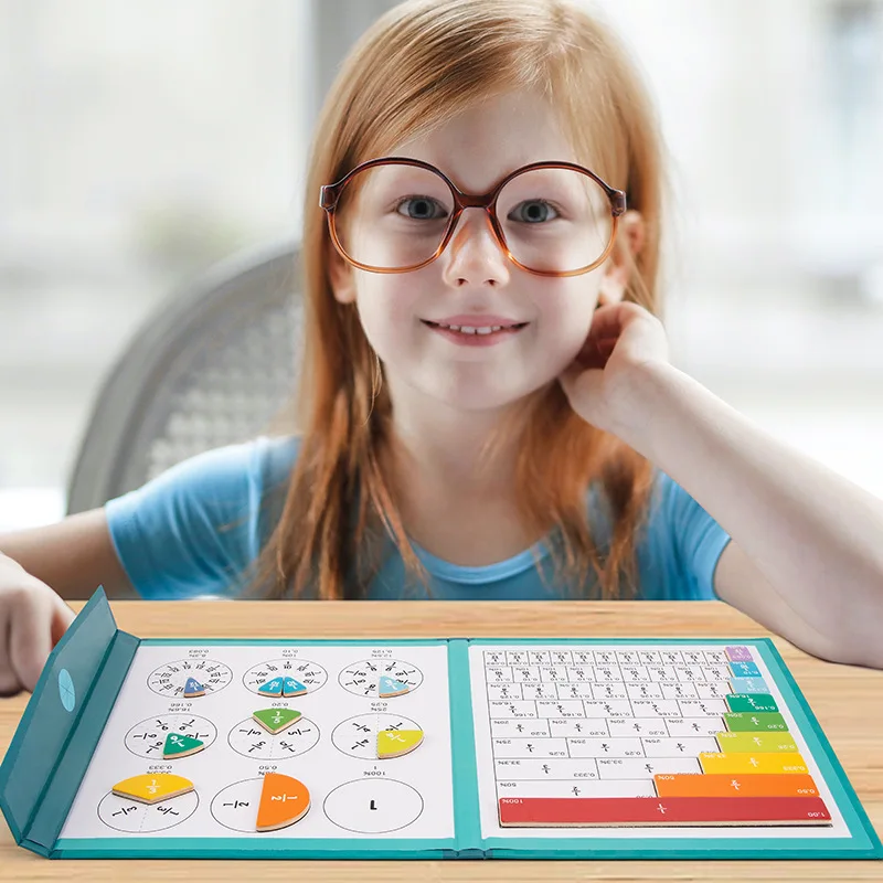 Children Magnetic Wooden Fraction Book Set Kids Educational Toys Arithmetic Teaching Aids Math Learning Toys