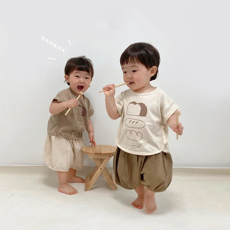 2023 New Baby Short Sleeve T Shirts + Shorts 2pcs Suit Infant Boy Girl Casual Clothes Set Cute Print Kids Outfits