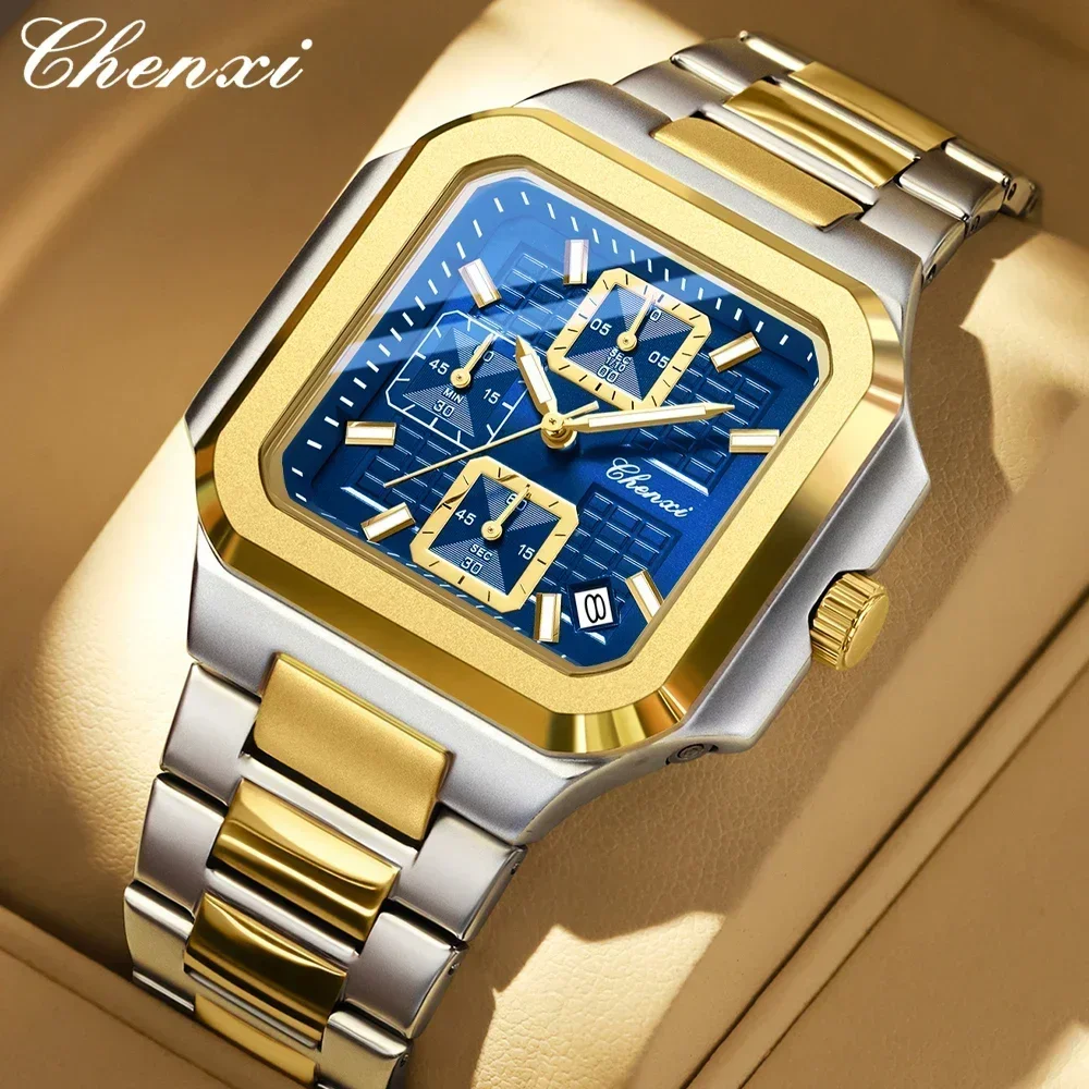 CHENXI Luxury Man Watch Chronograph Date Waterproof Men Wristwatch Stainless Steel Quartz Business Sports Men's Watches Reloj