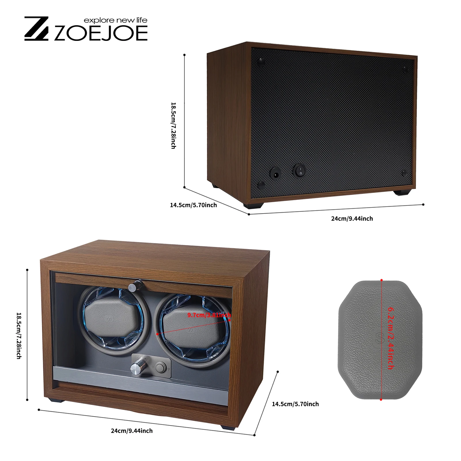 자동 시계에 대 한 1pc 더블 시계 와인 더 유연한 베개와 LED 분위기 램프와 나무 시계 상자 슈퍼 조용한 모터