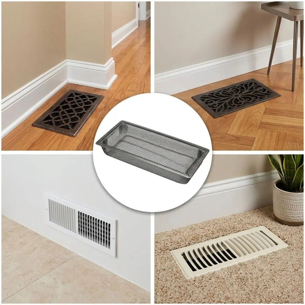 5pcs Convenient 4x10 Inch Floor Register Cover Easy to Install Floor Vent Screen Vent Mesh Trap Home Floor