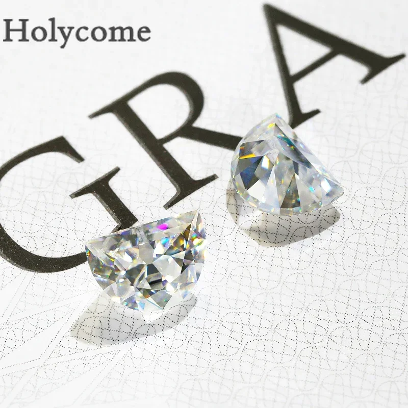 Holycome Half Moon Small Size Brilliant Cut  D Color VVS1 Loose Moissanite Stone Diamond Test Positive Wholesale DIY Beads Charm