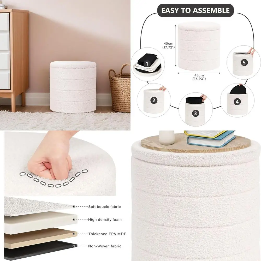 

Белый пуф-трансформер с подставкой для ног для прихожей, гостиной и спальни