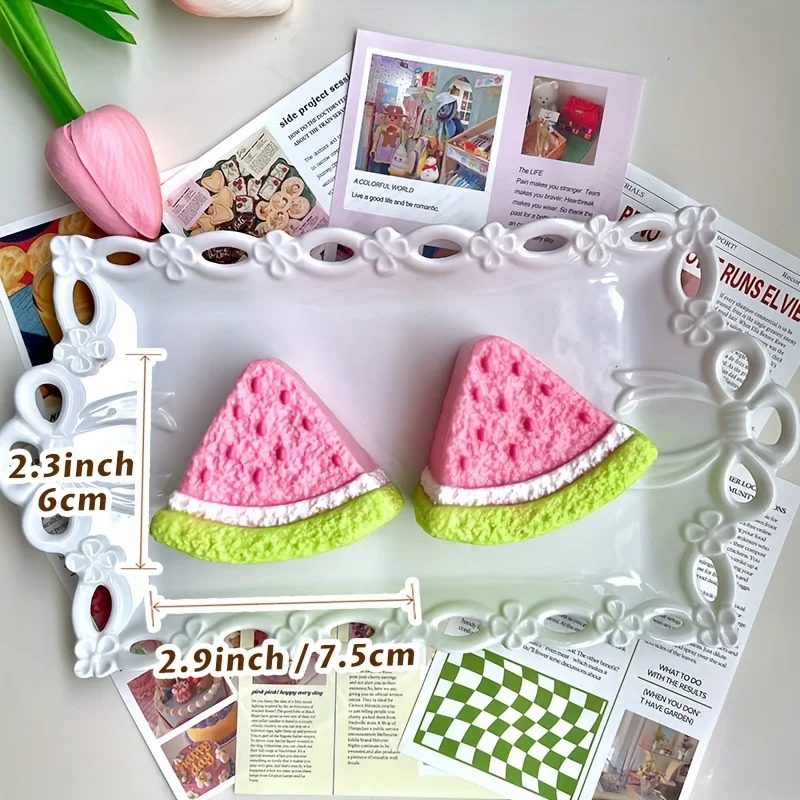 Watermelon Squishy Toy, Handmade Soft Texture Squeeze Toy, Slow Rising Rebound Sticky, for Office Christmas Holiday Halloween Easter Birthday Gift Present, Happy Game Spoof Toy, Desk Decor - Detail 1