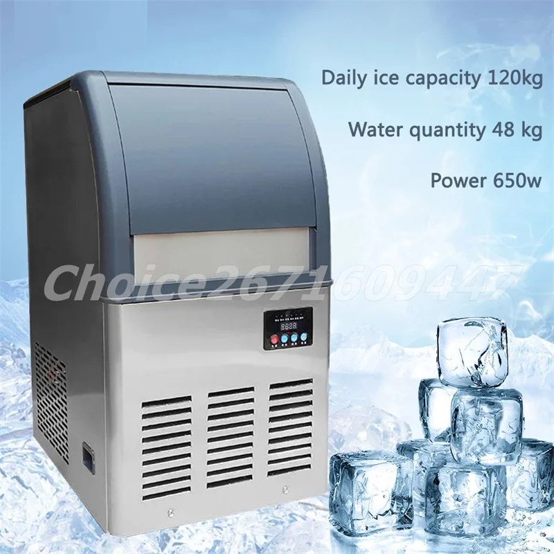 Commercial Cube Ice Maker 120kg/Day Air Cool Ice Machine 45kg Capacity Automatic Ice Maker for Coffee Shop/Bubble Tea Shop