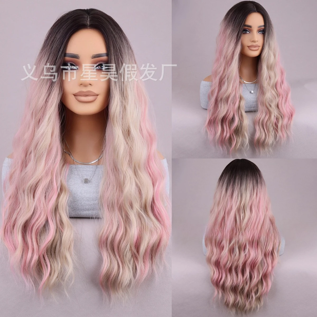 

New European and American wigs, women's long curly bangs wigs, wigs, full headgear, dyed daily models