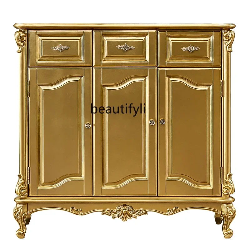 D178  European style, American solid wood carving flower three doors double door partition cabinet