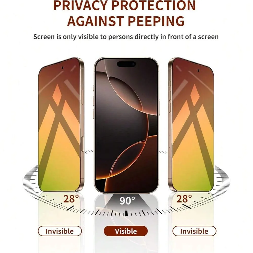 NNBILI 3Pcs Privacy Screen Protector Suitable for iPhone 17 16Pro Max Protective Film Bubble Free Scratch Full Coverage Gradient