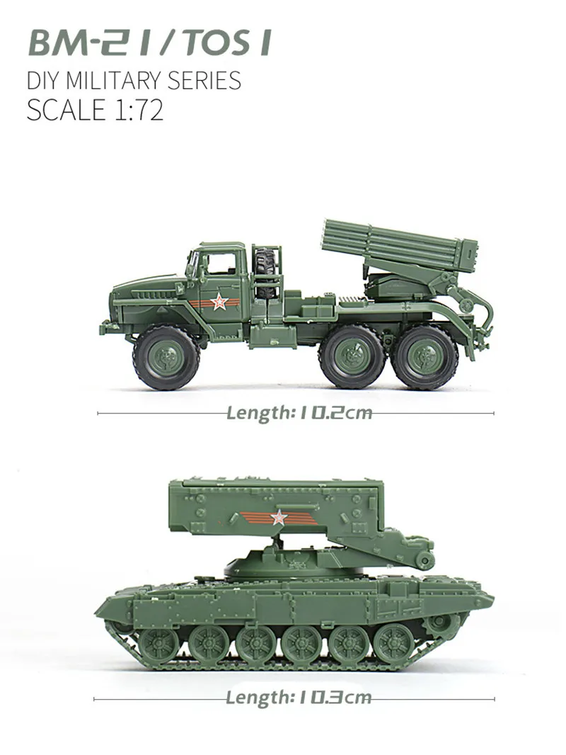 4D 1/72 BM-21 lanciarazzi TOS-1Heavy sistema lanciafiamme assemblaggio in plastica modello Puzzle auto giocattolo militare