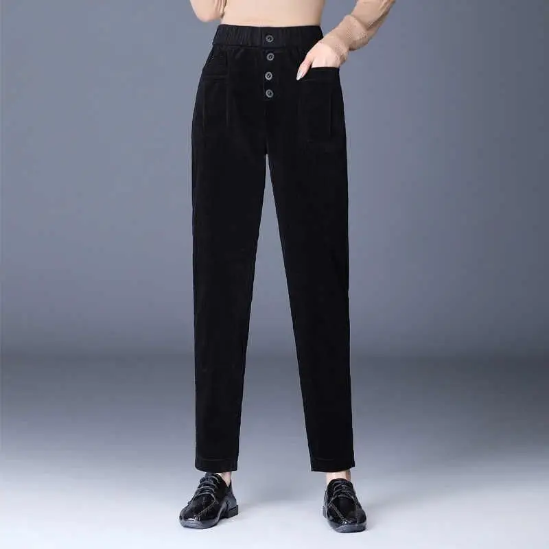 Women's Autumn and Winter New Fashion Elegant High Waist Solid Color Haren Casual Versatile Western Commuting Comfortable Pants