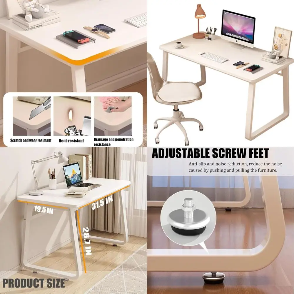 

Modern White Home Office Desk, 31.5 Compact Writing Table for Study and Bedroom Workspace