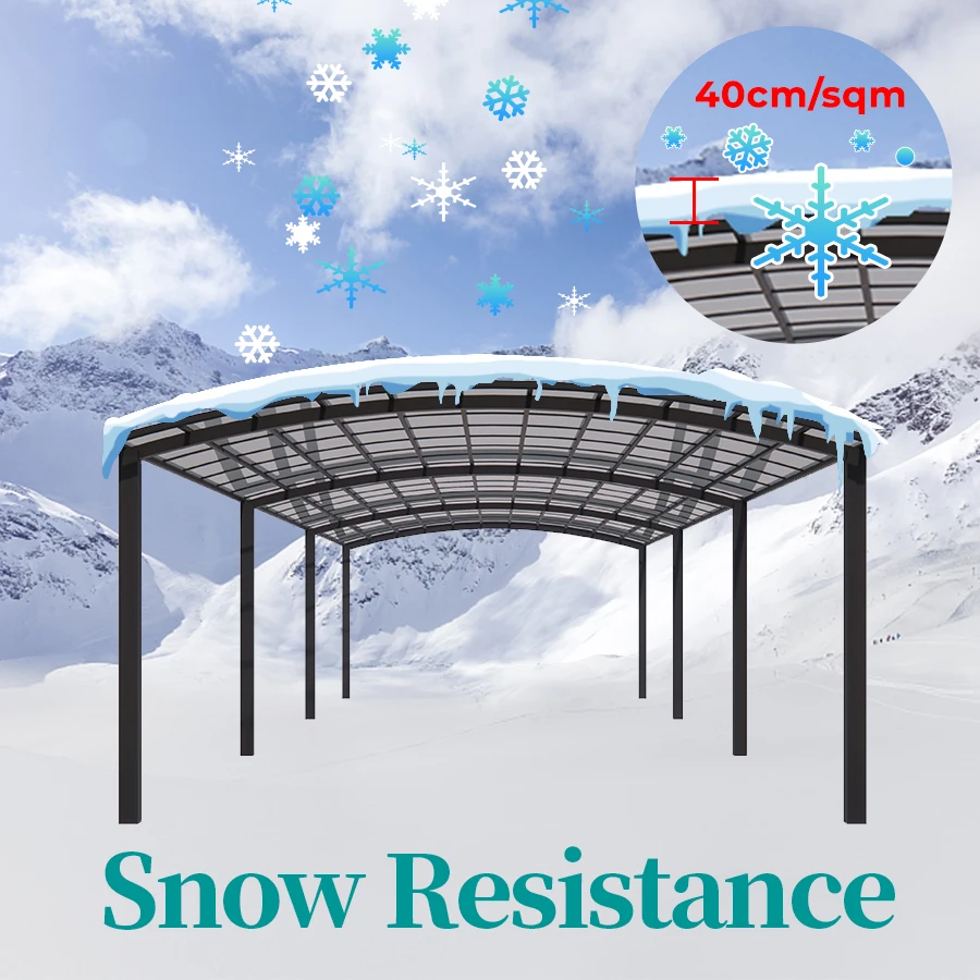 High Quality Arched Roof Aluminum Frame Polycarbonate Car Parking Roof Canopy Carport