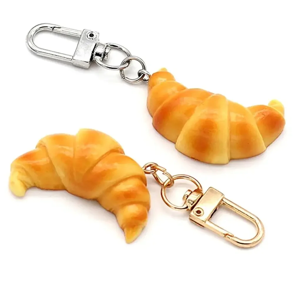 Funny Croissant Keychains Children Gifts Cartoon Toy Keyring Simulation Food-Toy Creative Cute Food Model Pendant Backpack Decor