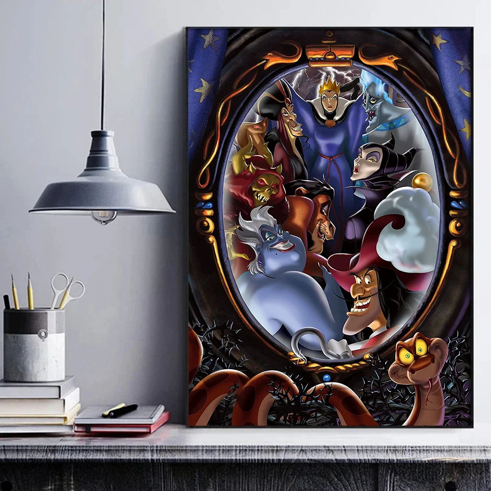 Disney Movie Villain Magic Mirror Canvas Painting, Cartoon Picture Print, Poster for Kids, Living Room, Home Wall Art Decor