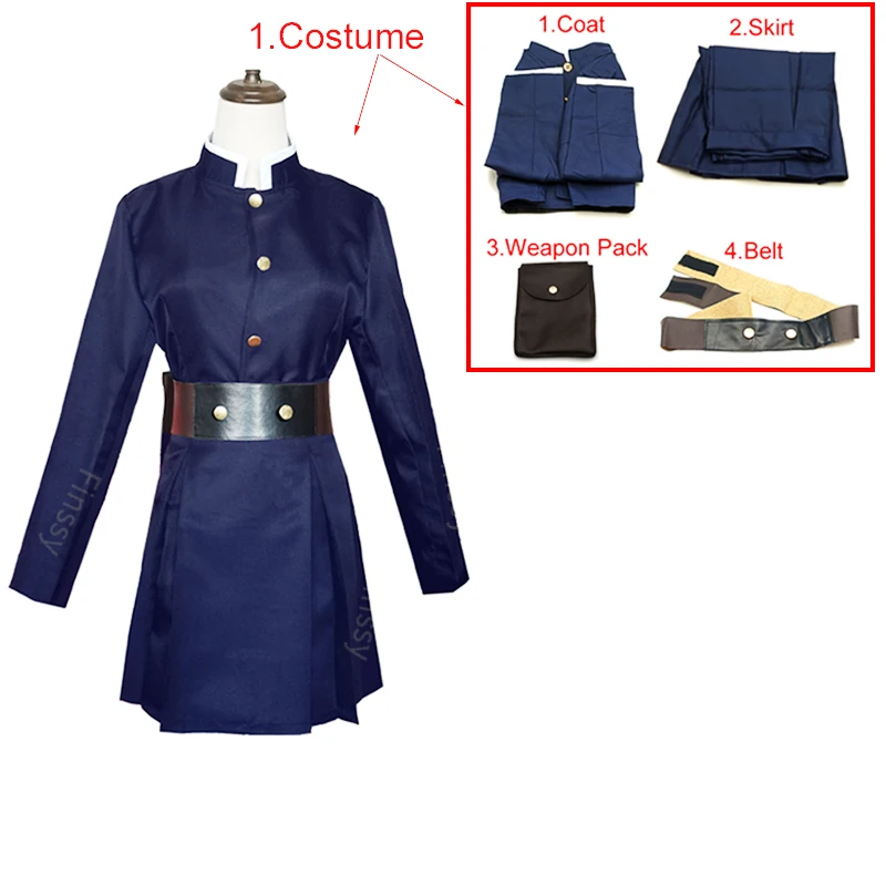 Disfraz de Cosplay de Kugisaki Nobara, uniforme de estudiante, martillo de plástico, zapatos de espantapájaros, disfraces de Peluca de Anime de Halloween