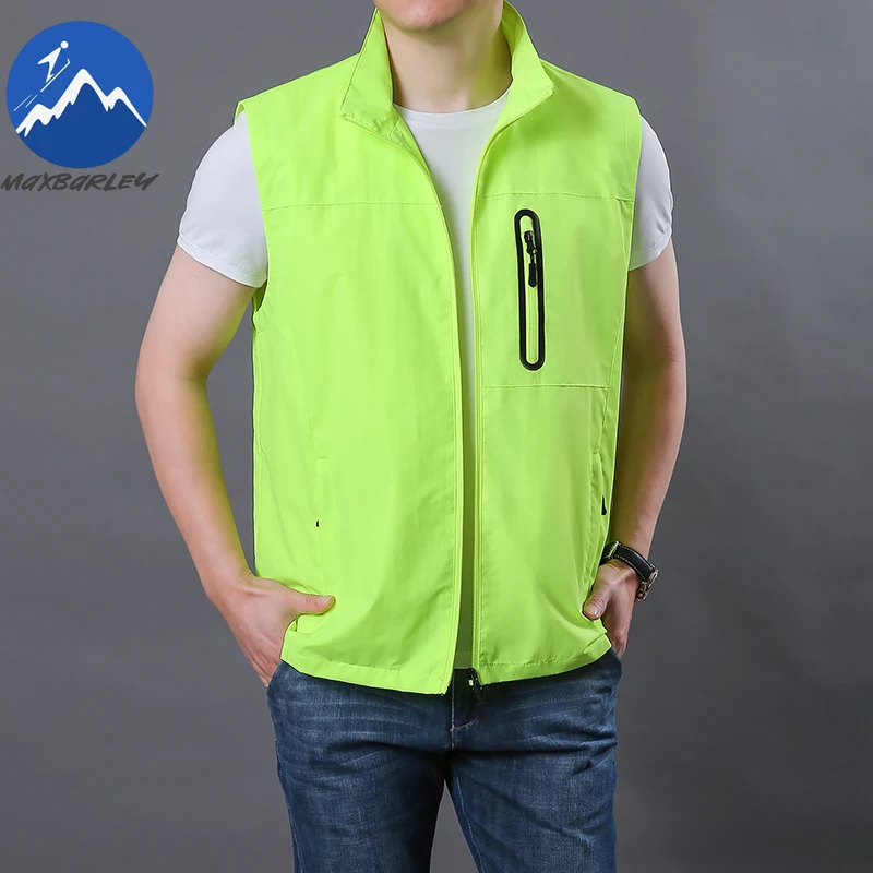 

Outdoor Sports Vest Men High Quality Camping Solid Color Sleeveless Work Jacket 2026 Summer Hiking Fishing Zipper Pocket Coat