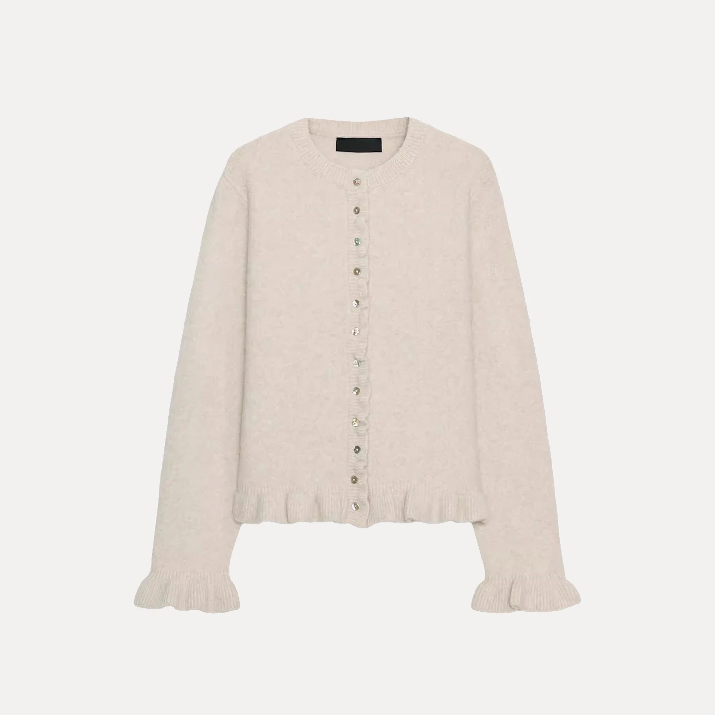 Damska dzianinowa odzież wierzchnia w stylu casual, modna, z warstwowymi zdobieniami, nowość 2025, długi sweter z okrągłym dekoltem, kardigan.