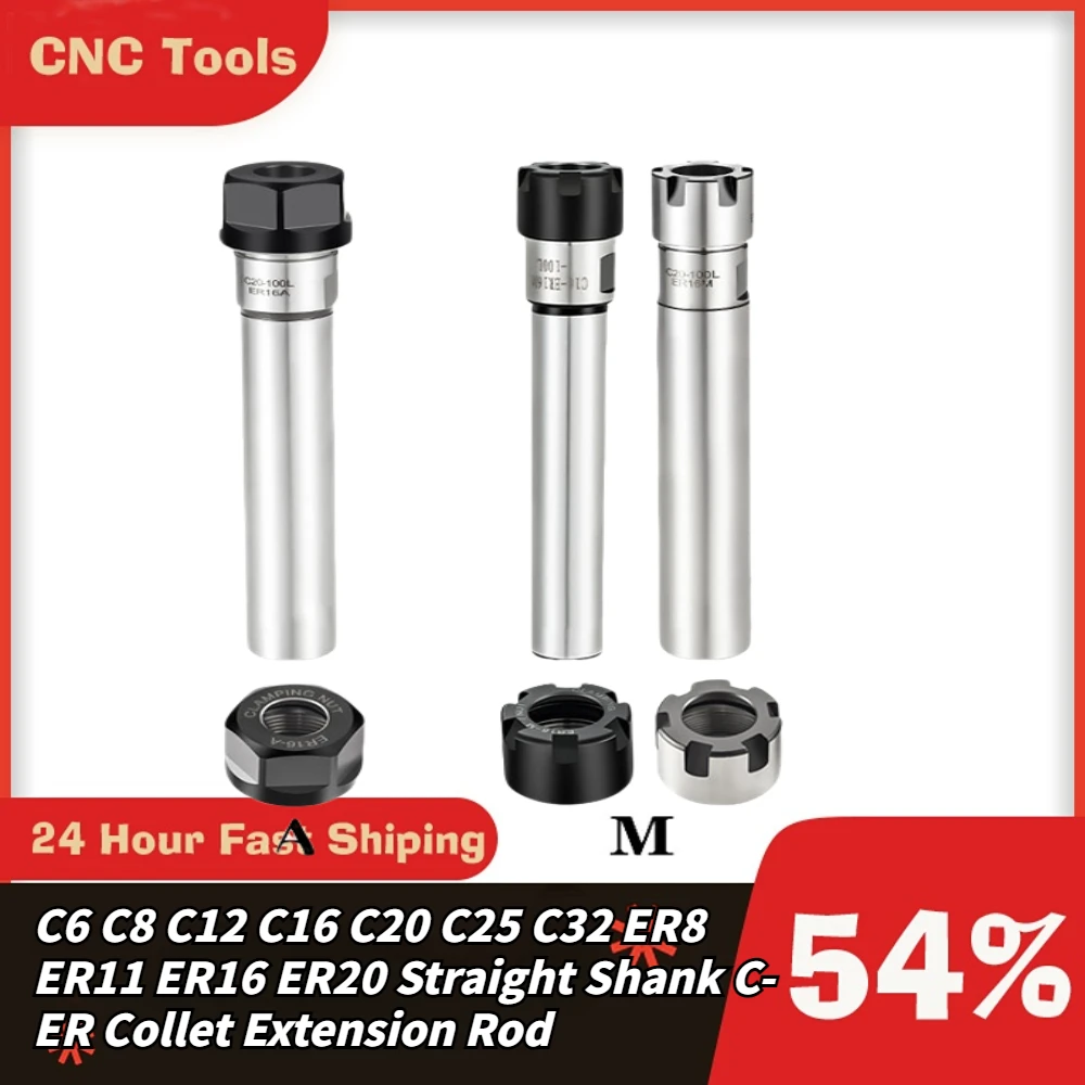 

C6 C8 C12 C16 C20 C25 C32 ER8 ER11 ER16 ER20 Straight Shank C-ER Collet Extension Rod CNC Milling Machine Extension Tool Holder