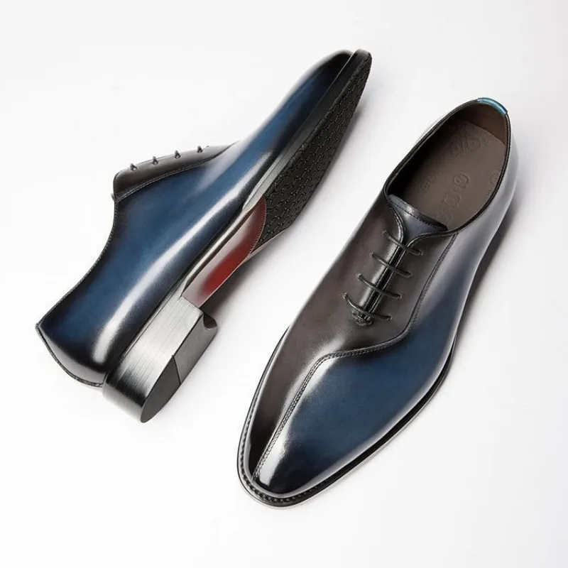 

Men Leather Dress Shoes Business Oxford Formal Shoes Handmade Pointed Toe Breathable Wedding Shoes