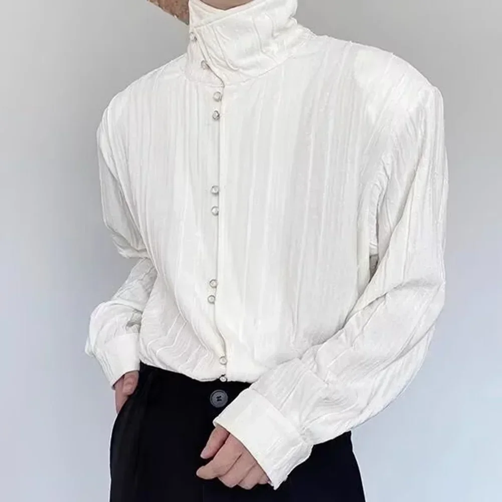 

2XL Loose Trendy Shirt Button Down Versatile Shirt Long Sleeve Shirt Easy To Match With Outfits Lapel Design Shirt