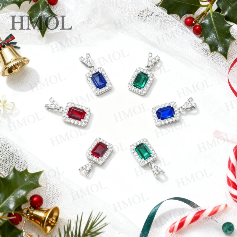 Lab Grown Gemstone Square Earrings with 1-2.5CT Emerald or Princess Cut S925 Ear Studs for Women Christmas Gift Hypoallergenic