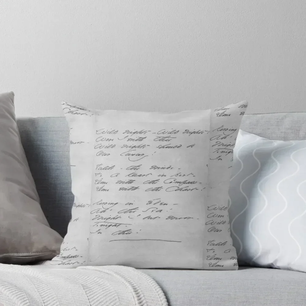 

Emily Dickinson “Wild Nights – Wild Nights!” manuscript Throw Pillow Couch Pillows Christmas Covers pillow