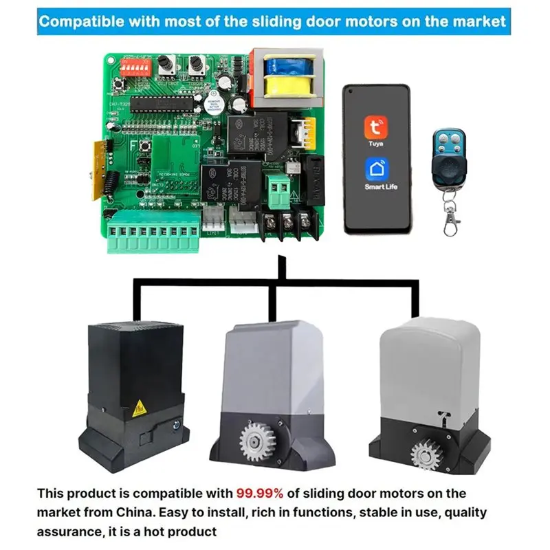 AT41 Smart Door Module Tuya 220V Sliding Gate Motor Control Board Electric Door Motor Circuit Board 433Mhz Remote Control