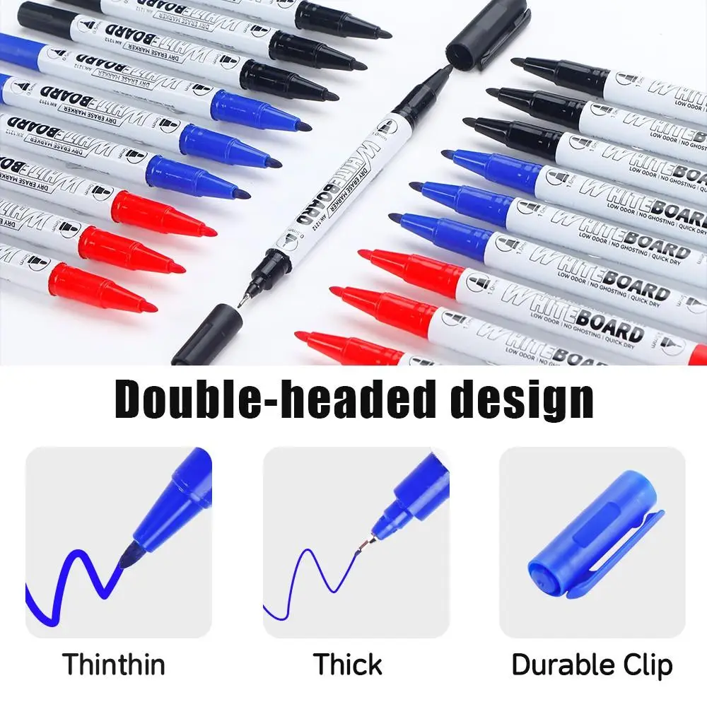 10 Whiteboard Markers with Dual Tips - Erasable Markers, Bright, Erasable, Whiteboard Markers, Blackboard Markers, Erasable Window Markers for Windows, Blackboards, Glass, Cars