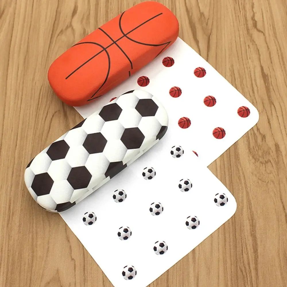 

Portable Basketball Football Pattern Glasses Box With Glass Cloth Anti Pressure Spectacle Case Metal Sunglasses Storage Box Men