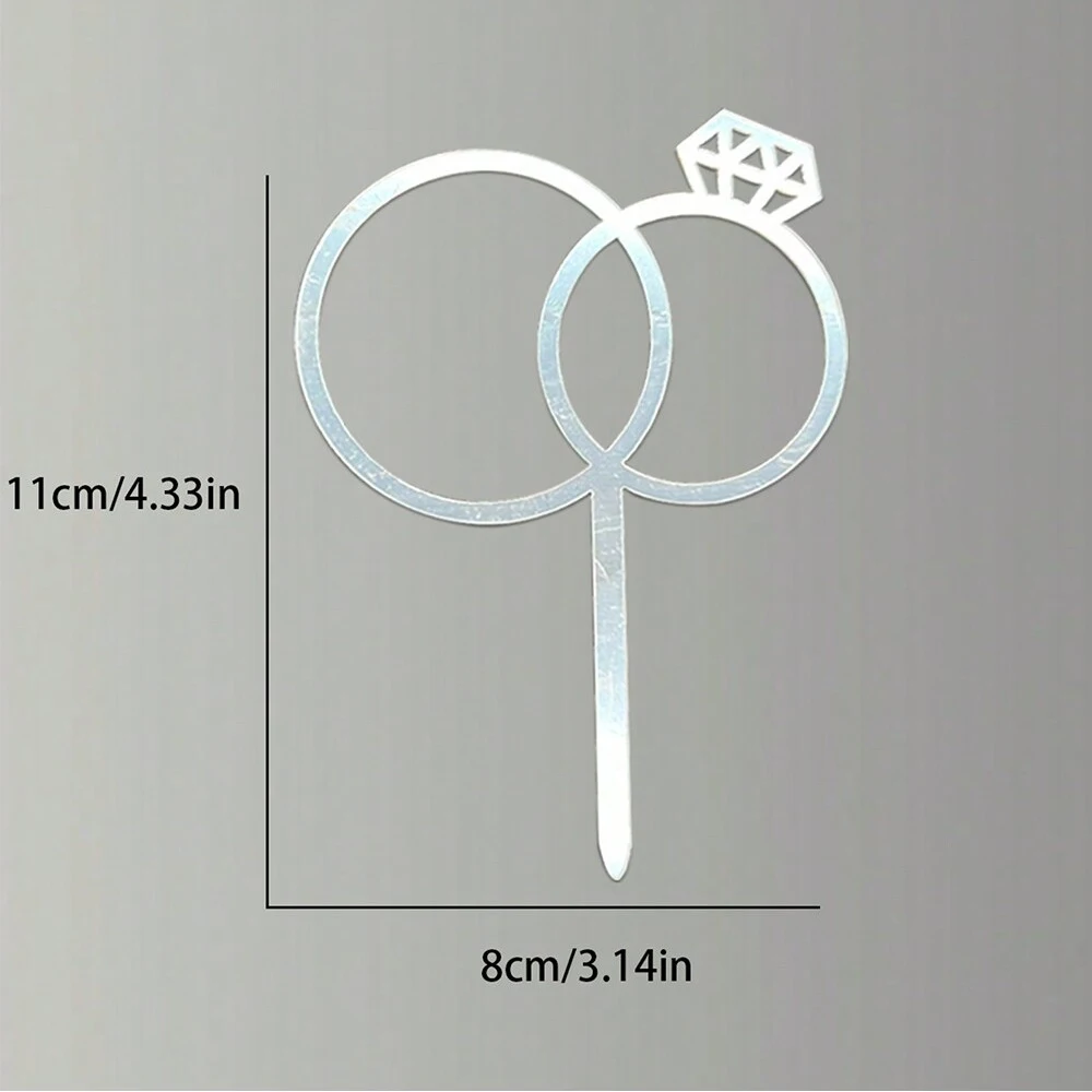 3 Stück/6 Stück Diamantring Hochzeitstorte Dekoration Acryl Topper Backen Partygeschenke Lieferungen Gold Silber Rose Schwarz – Detail 6
