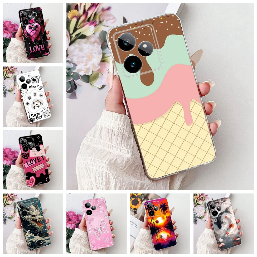 Прозрачная задняя крышка для Realme GT7 RMX5061, чехол для Realme GT 7, роскошный модный бампер с изображением бабочки и любви, милый крутой бампер с рисунком для мальчиков и девочек