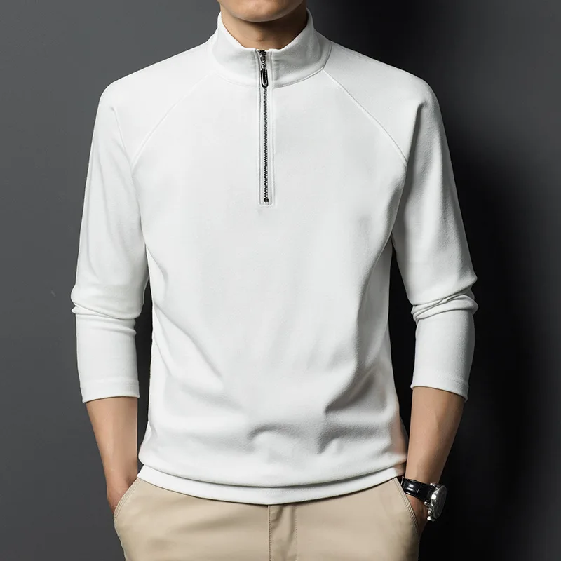 

Свитер мужской осенне-зимний новый воротник-стойка на молнии однотонная мягкая и удобная теплая нижняя рубашка с длинными рукавами