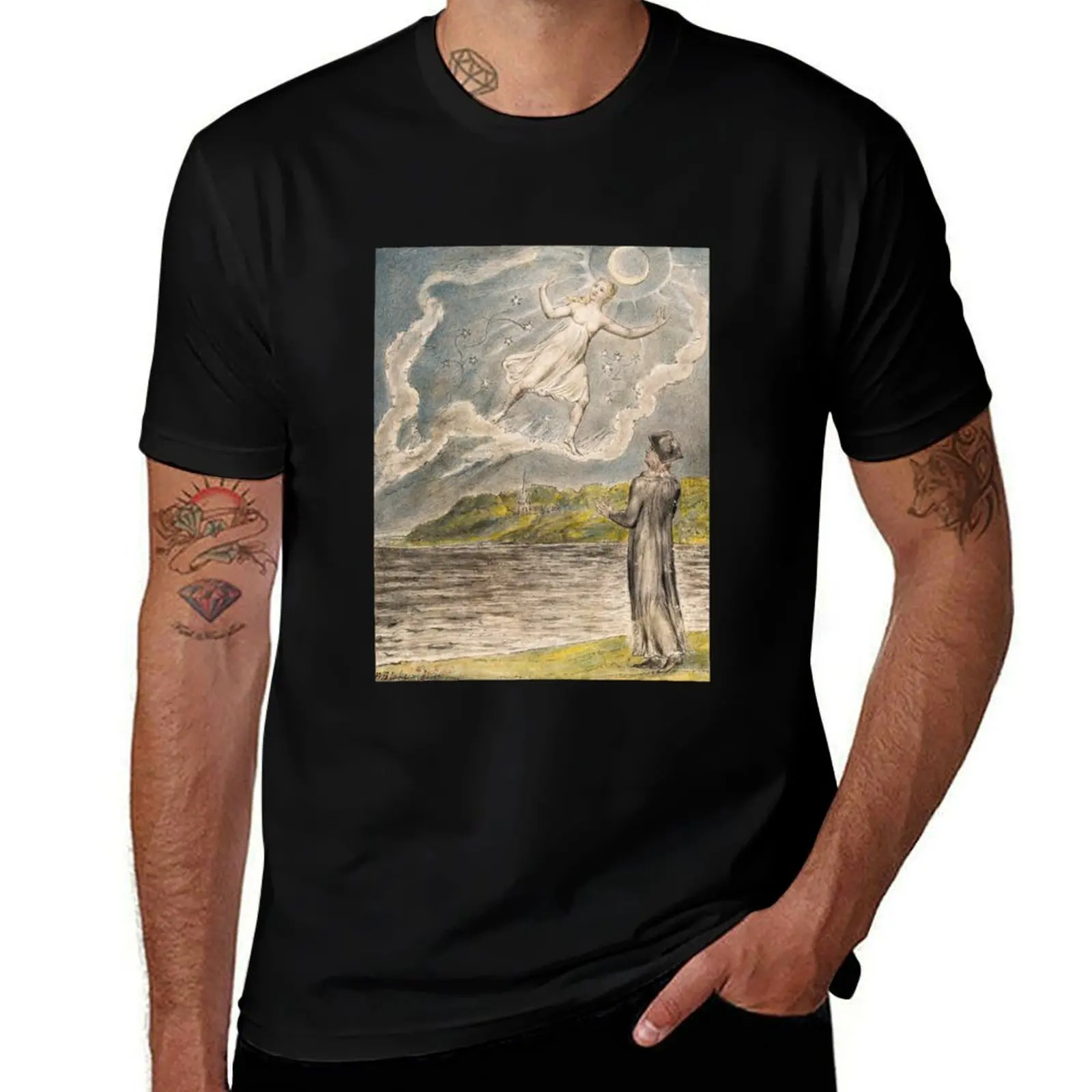 William Blake, The Wandering Moon, c. 1820 T-Shirt Casual Daily Graphic Tee