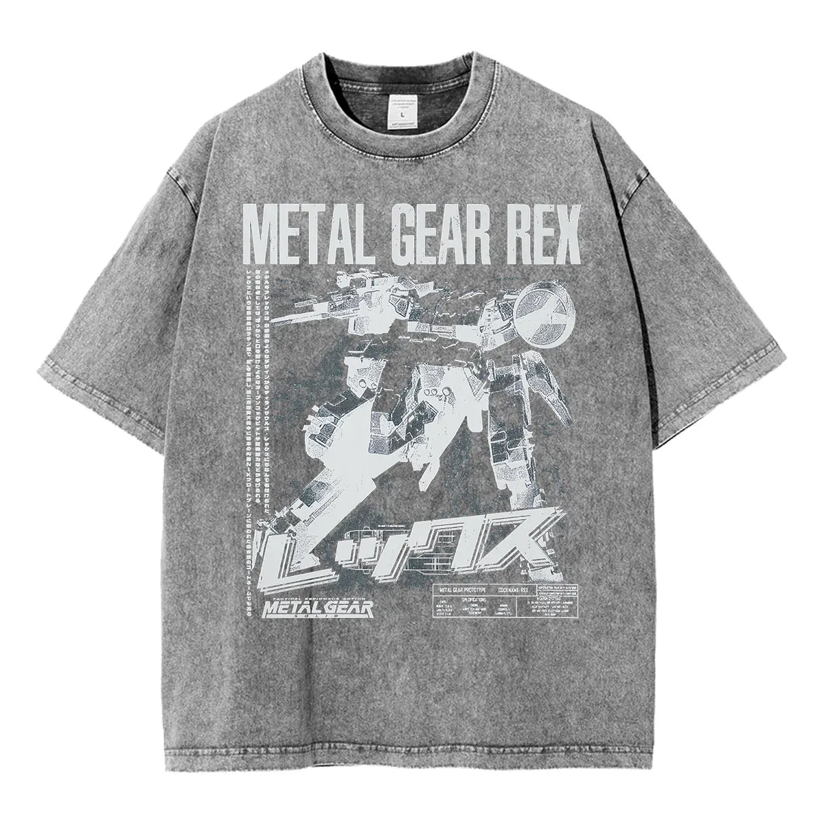 Metal Gear Solid Metal Gear Rex MGS1 Solid Snake – Grafik-T-Shirts im Vintage-Look, gewaschen, für Herren und Damen, kurzärmelige T-Shirts. – Detail 3