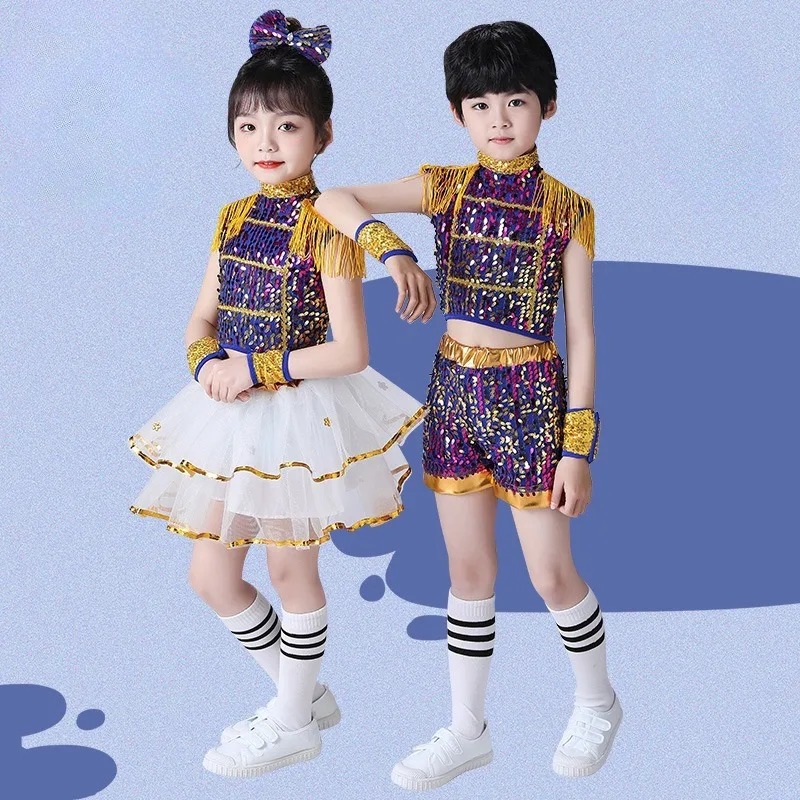 

Children's Jazz Performance Clothing for Children and Girls' Kindergarten Dance Cheerleading Jazz Performance Clothing