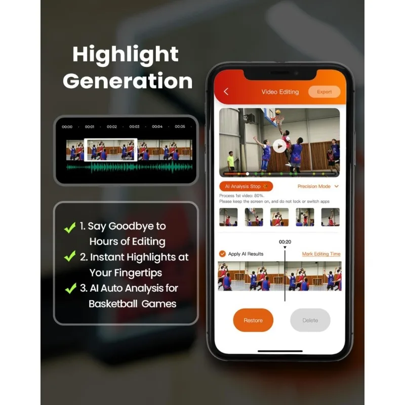 كاميرا الحرباء AI الرياضية التلقائية 4K 60FPS كرة القدم كرة السلة تتبع كاميرا الحركة لفريق الرياضة البث المباشر لا الاشتراك #5