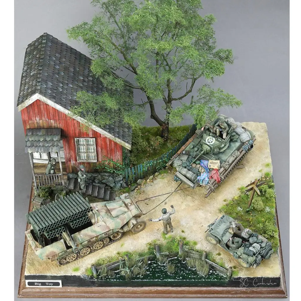 1/35 Scale Soldier Wood Ruined Corner War House Model Layout DIY