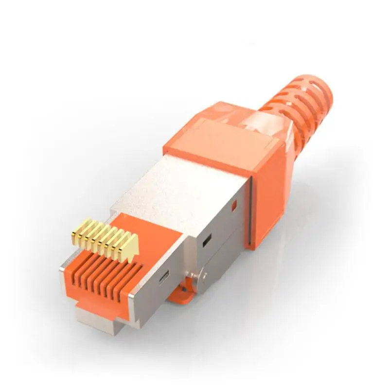 ONTi RJ45 8P8C abgeschirmter Feldstecker – RJ45-Abschlussstecker für Cat.6/6A/7 23AWG solides Installationskabel