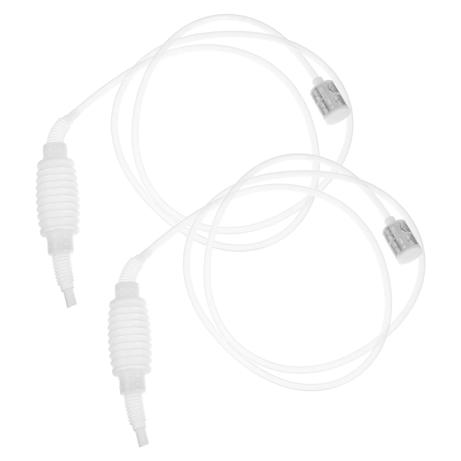 2Pcs High Flow Oil Siphon Pump Manual Transfer Hose Clear Fuel Water Siphon Pump with Filter for Fuel Transfer