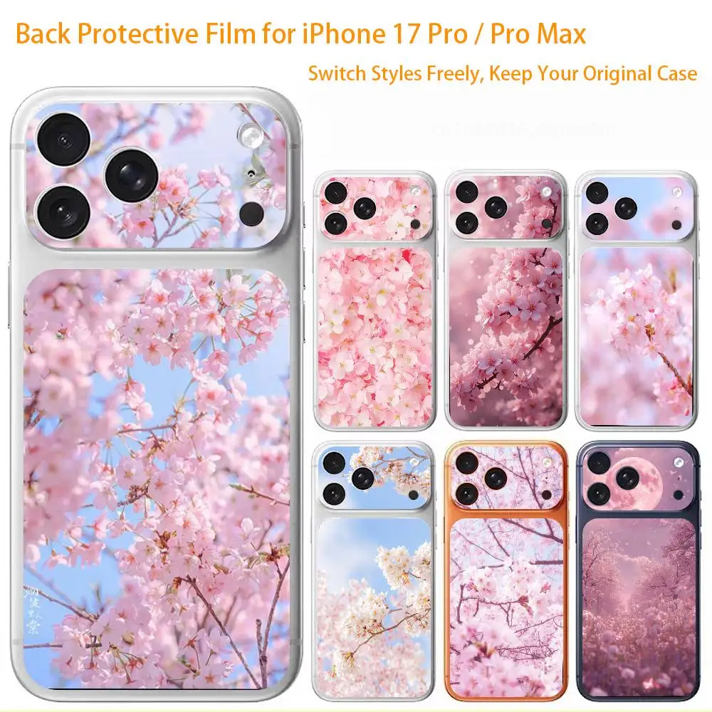 

pink cherry blossoms 3D Full Body Skin Decal for iPhone 17/Pro/Pro Max Color Rear Protective Sticker