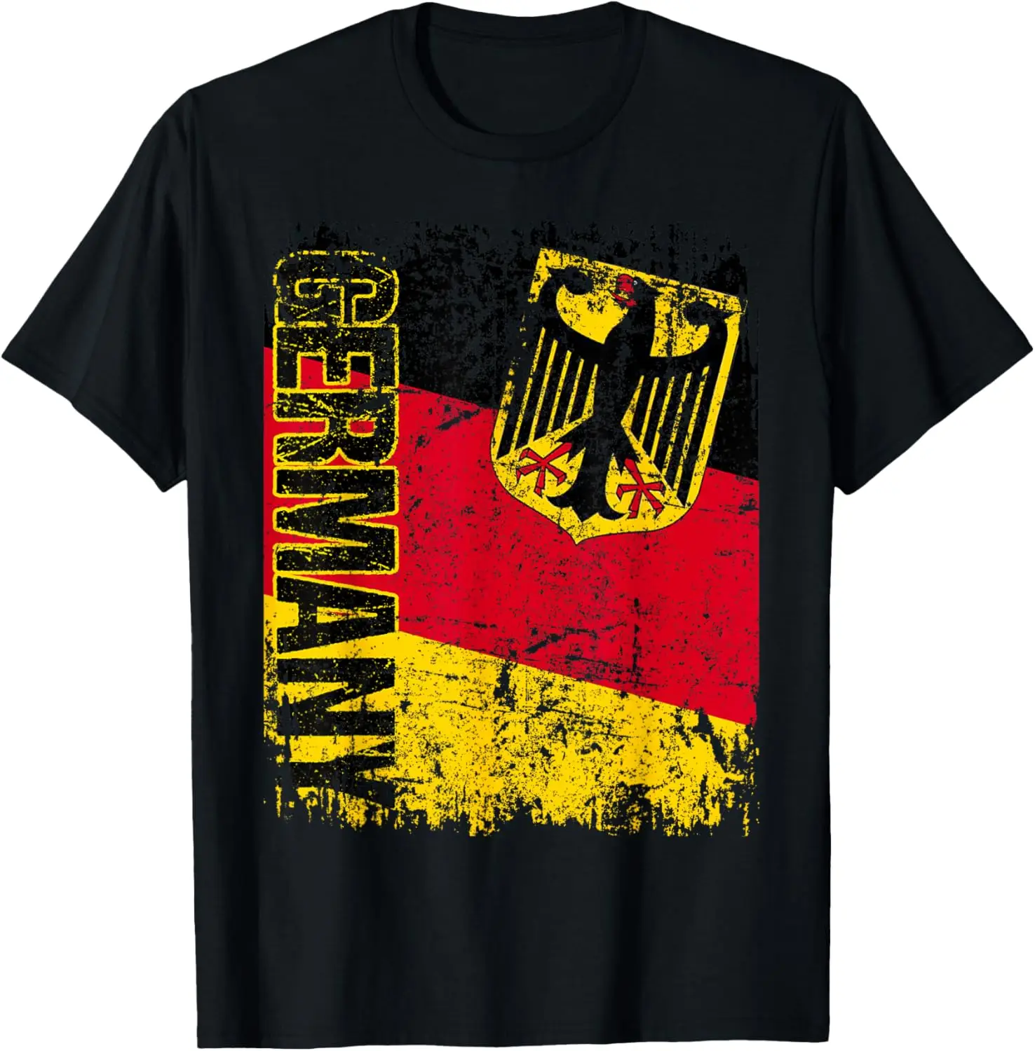 

Винтажная потертая футболка с немецким орлом и флагом, 100% хлопок, с круглым вырезом и коротким рукавом, летняя повседневная мужская футболка, уличная одежда