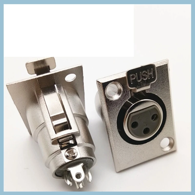 Metal Square or Long 3-Pin Carousel Seat Alloy Caron Seat Audio Socket Panel Module Metal Speaker Microphone Plug B6